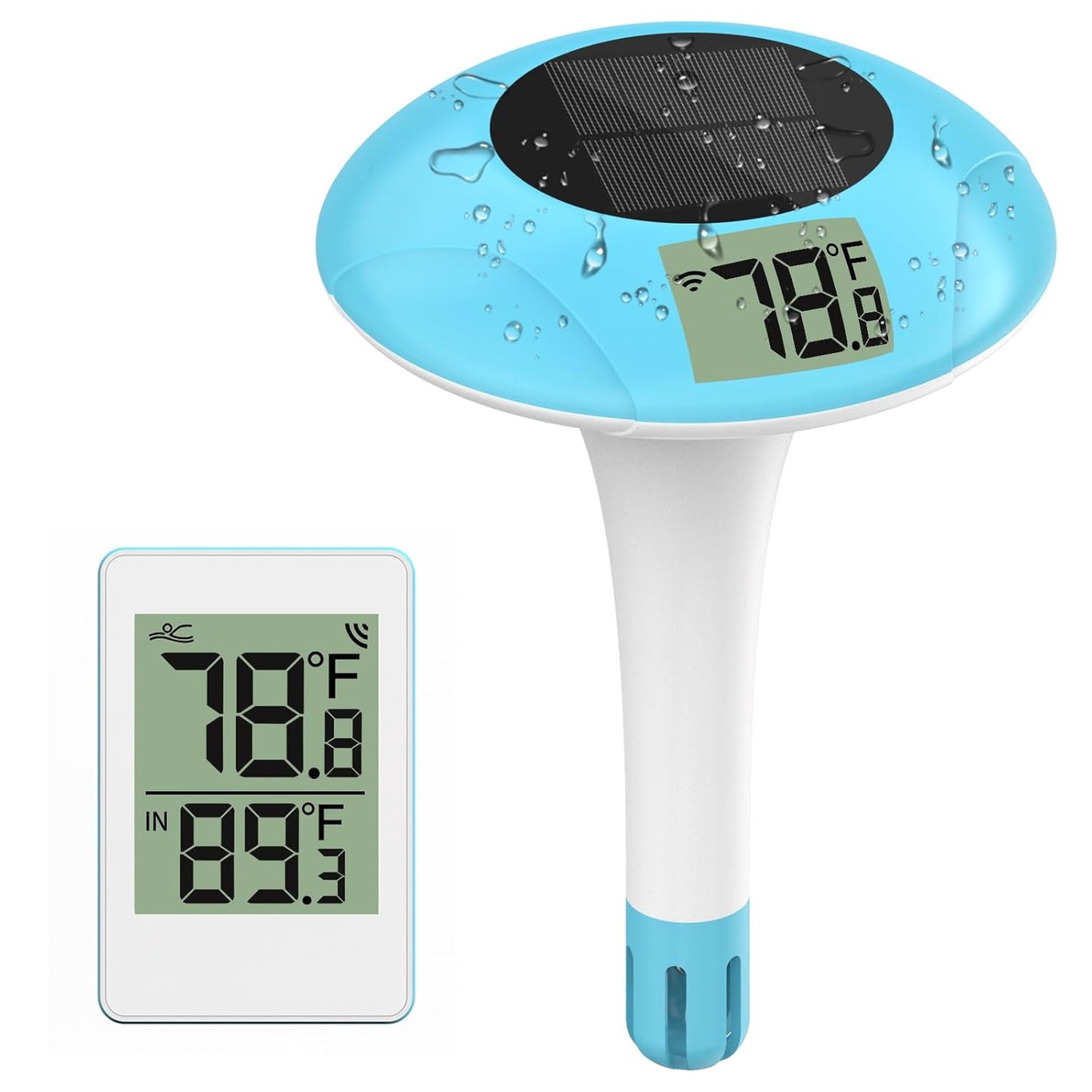 Wireless Pool Thermometer, Digital Thermometer Digital Temperature Gauge with Rope for Swimming Pools, High Accuracy