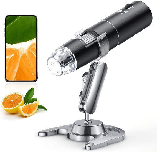 Wireless Digital Microscope, 50X-1000X Magnification, Handheld Microscope with WiFi and Adjustable Stand, High Resolution USB Microscope